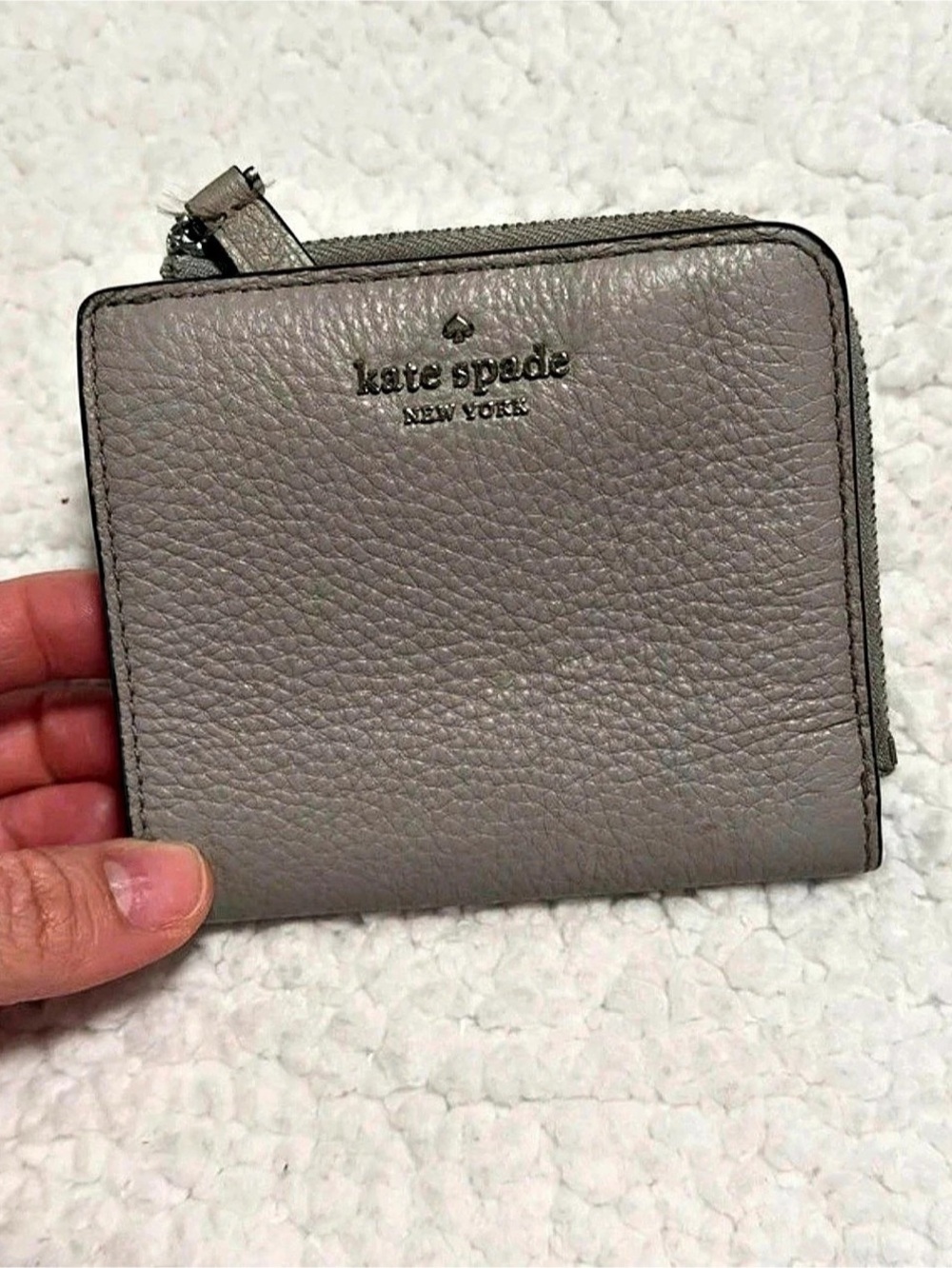 Kate Spade Gray Leather-Style Zip Wallet